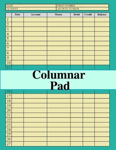 Columnar Pad: general ledger accounting book, sized:8.5x11,120 pages,6 columns and 27 ligne, for recording income & expenses