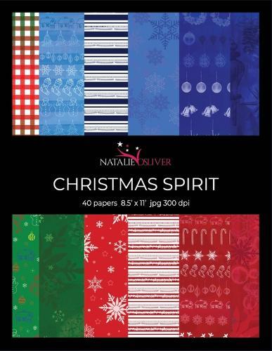 Christmas Spirit: Scrapbooking, Design and Craft Paper, 40 sheets, 20 designs, 3 sheets each, size 8.5  x 11 , from Natalie Osliver