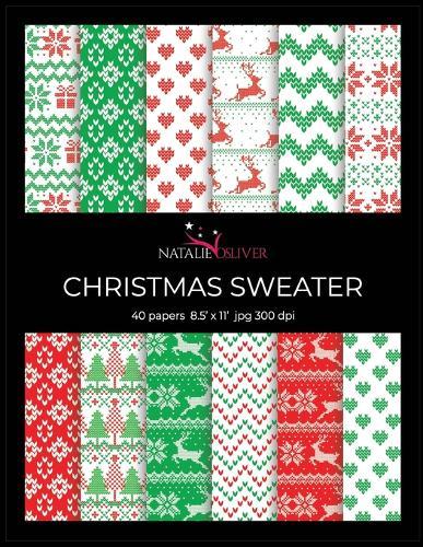 Christmas Sweater: Scrapbooking, Design and Craft Paper, 40 sheets, 12 designs, size 8.5  x 11 , from Natalie Osliver