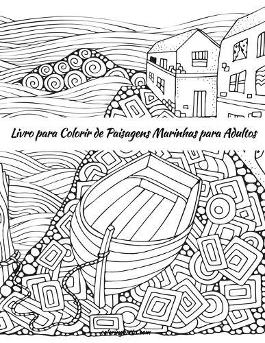 Livro para Colorir de Paisagens Marinhas para Adultos