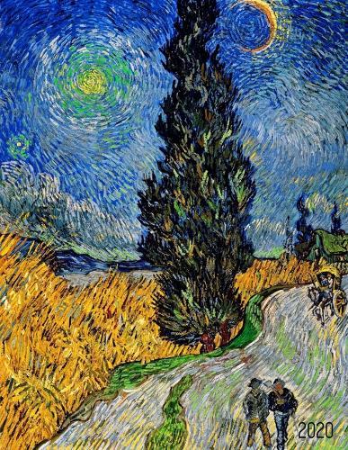 Vincent van Gogh Agenda 2020: Camino Rural En La Provenza De Noche - Planificador Annual - Enero a Diciembre 2020 - Post Impresionismo - Pintor Holandes - Ideal Para la Escuela, el Estudio y la Oficina