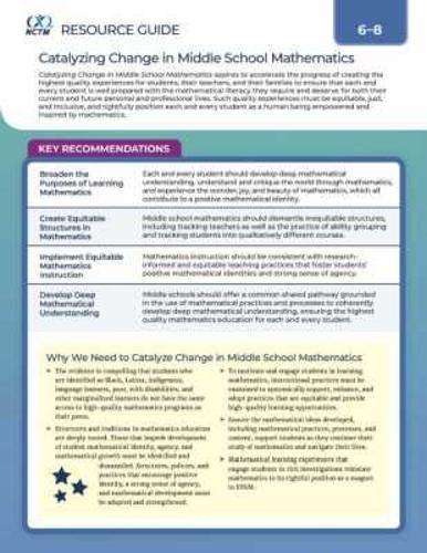 Catalyzing Change in Middle School Mathematics: Initiating Critical Conversations Resource Guide