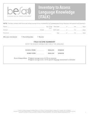 Bilingual English-Spanish Assessment (TM) (BESA (TM)): Inventory to Assess Language Knowledge (ITLAK)