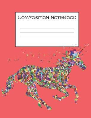 Composition Book: Cute Mosaic Multicolored Unicorn Girls Elementary School Wide Ruled 120 Pages
