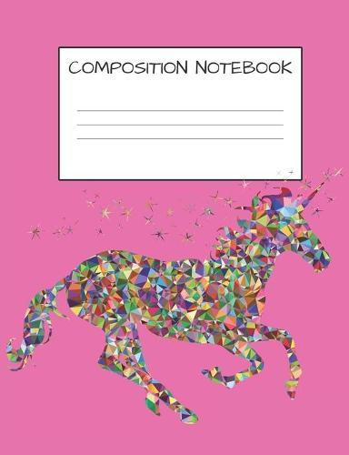 Composition Notebook: Cute Mosaic Multicolored Unicorn Girls Elementary School Wide Ruled 120 Pages