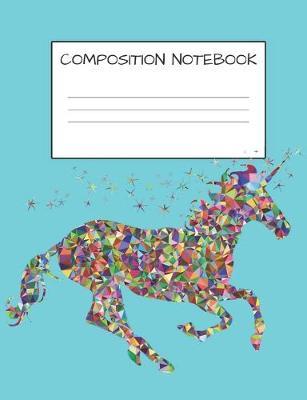 Composition Book: Cute Mosaic Multicolored Unicorn Girls Elementary School Wide Ruled 120 Pages