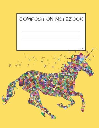 Composition Notebook: Cute Mosaic Multicolored Unicorn Girls Elementary School Wide Ruled 120 Pages