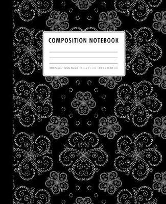 Composition Notebook: Black + White Dotted Mandalas Wide Ruled