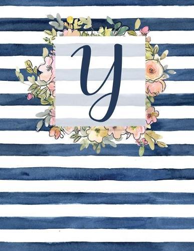 Y: Letter Y Monogram Initial Notebook - 8.5  x 11  - 100 pages, Dot Bullet Grid Pages- Watercolor Floral Notebook