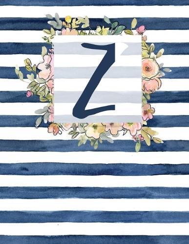 Z: Letter Z Monogram Initial Notebook - 8.5  x 11  - 100 pages, Dot Bullet Grid Pages- Watercolor Floral Notebook