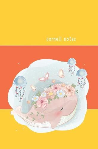 Cornell Notes: Notes Taking System for High School Adult Student with College Ruled Lines Composition Yellow-Orange with Spring-Whale Theme