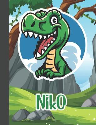 Niko: Wide Ruled Composition Notebook Dinosaur Boys Kids Personalized Journal for School Supplies - 110 pages 7.44x9.269