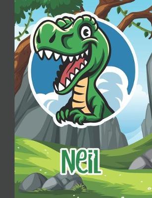 Neil: Wide Ruled Composition Notebook Dinosaur Boys Kids Personalized Journal for School Supplies - 110 pages 7.44x9.269