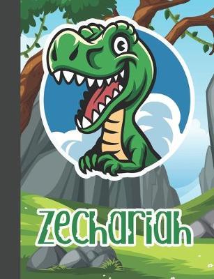 Zechariah: Wide Ruled Composition Notebook Dinosaur Boys Kids Personalized Journal for School Supplies - 110 pages 7.44x9.269