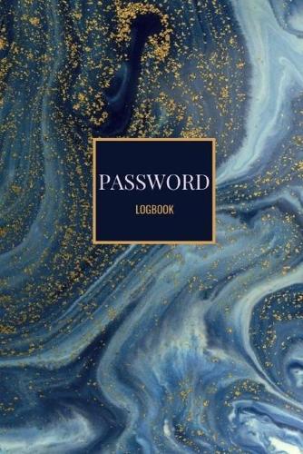 Password Logbook: Dark Blue Gold Swirls Email Password Organizer with Alphabetical Tabs, Password Keeper Book, Passcode Diary, Password Storage Book