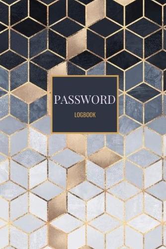 Password Logbook: Dark Grey Silver Gold Geometric Email Password Organizer with Alphabetical Tabs, Password Keeper Book, Passcode Diary, Password Storage Book