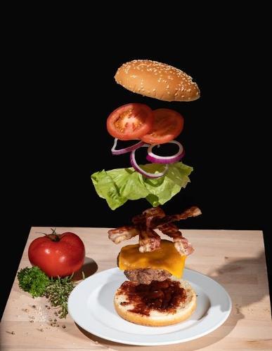 Notebook: Hamburger Burger Food Fresh Fast Food Hamburgers Burgers Cooking