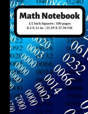Math Notebook: 1/2 inch Square Graph Paper for Students and Kids, 100 Sheets (Large, 8.5 x 11)