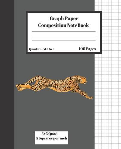 Graph Composition Notebook 5 Squares per inch 5x5 Quad Ruled 5 to 1 100 Sheets: Cute Funny Cheetah Gift Notepad / Grid Squared Paper Back To School Gift Notebook For Math Teens Science Adults Students Programmers note taking and formulas