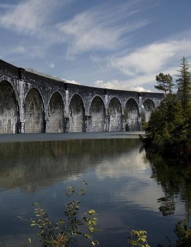 Notebook: lake bridge landscape water clouds mountains pond lagoon