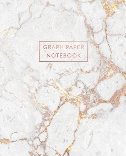 Graph Paper Notebook: White Marble and Shiny Gold Inlay - 7.5 x 9.25 - 5 x 5 Squares per inch - 100 Quad Ruled Pages - Cute Graph Paper Composition Notebook for Children, Kids, Girls, Teens and Students (Math and Science School Essentials)