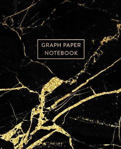 Graph Paper Notebook: Black Marble and Gold Inlay - 7.5 x 9.25 - 5 x 5 Squares per inch - 100 Quad Ruled Pages - Cute Graph Paper Composition Notebook for Children, Kids, Girls, Teens and Students (Math and Science School Essentials)