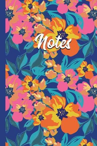 Notes: Pink and Orange Floral Pretty Flower Pattern Notebook for Girls - 6  X 9  120 Pages