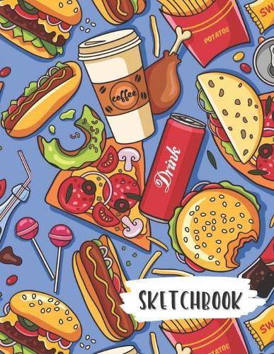 Sketchbook: Hamburger & Pizza Fun Framed Drawing Paper Notebook