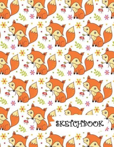 Sketchbook: Fox with Flowers Fun Framed Drawing Paper Notebook