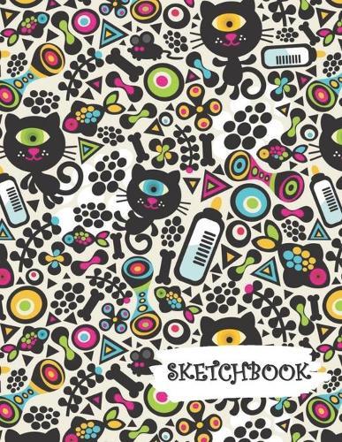Sketchbook: Cartoon Monster Cat Fun Framed Drawing Paper Notebook