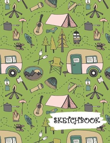 Sketchbook: Green Camper Fun Framed Drawing Paper Notebook