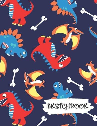 Sketchbook: Cartoon Dinosaur Fun Framed Drawing Paper Notebook