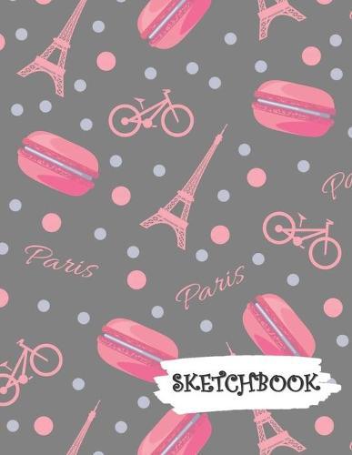 Sketchbook: Bike Paris with Pink Macaroons Fun Framed Drawing Paper Notebook