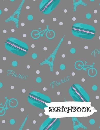 Sketchbook: Bike Paris with Teal Macaroons Fun Framed Drawing Paper Notebook