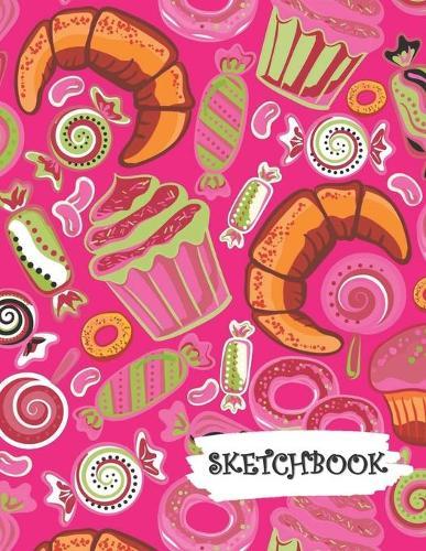 Sketchbook: Pink Croissants and Cupcakes Fun Framed Drawing Paper Notebook