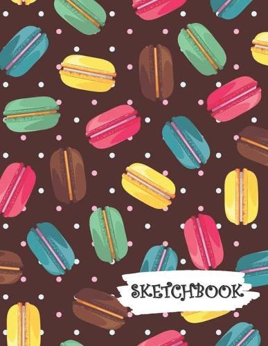 Sketchbook: Pink Blue Green Yellow Macaroons Fun Framed Drawing Paper Notebook