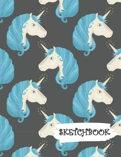 Sketchbook: Blue Unicorn Fun Framed Drawing Paper Notebook