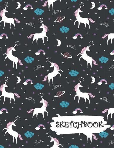 Sketchbook: Unicorns in Space Fun Framed Drawing Paper Notebook