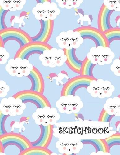 Sketchbook: Rainbow Clouds & Unicorns Fun Framed Drawing Paper Notebook