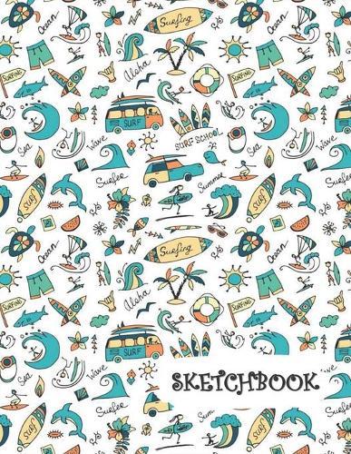 Sketchbook: Surfing Beach Bum Fun Framed Drawing Paper Notebook