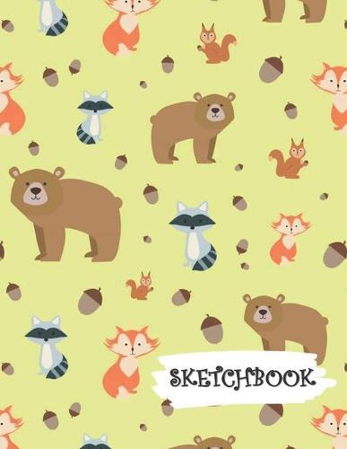 Sketchbook: Woodland Bear Fox Raccoon Fun Framed Drawing Paper Notebook