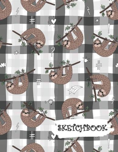 Sketchbook: Cute Sloth Plaid Fun Framed Drawing Paper Notebook