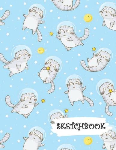 Sketchbook: Cute Astronaut Space Cat Fun Framed Drawing Paper Notebook