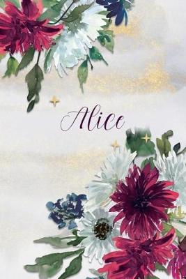 Alice: Personalized Journal Gift Idea for Women (Burgundy and White Mums)