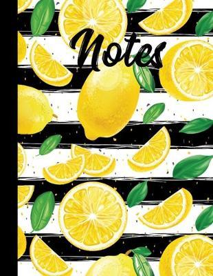 Notes: Lemons Pattern and Black and White Striped Notebook 8.5 X 11  College Ruled