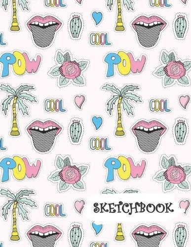 Sketchbook: Cool Trend Sticker Fun Framed Drawing Paper Notebook