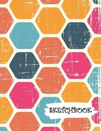 Sketchbook: Colorful Vintage Tiles Fun Framed Drawing Paper Notebook