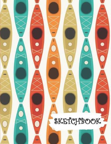 Sketchbook: Red Blue Orange Kayak Fun Framed Drawing Paper Notebook