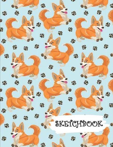 Sketchbook: Playful Cartoon Corgi Dog Fun Framed Drawing Paper Notebook