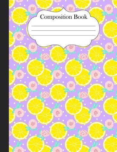 Composition Book: Lemons with Purple background 8.5 x11  notebook college ruled for girls women
